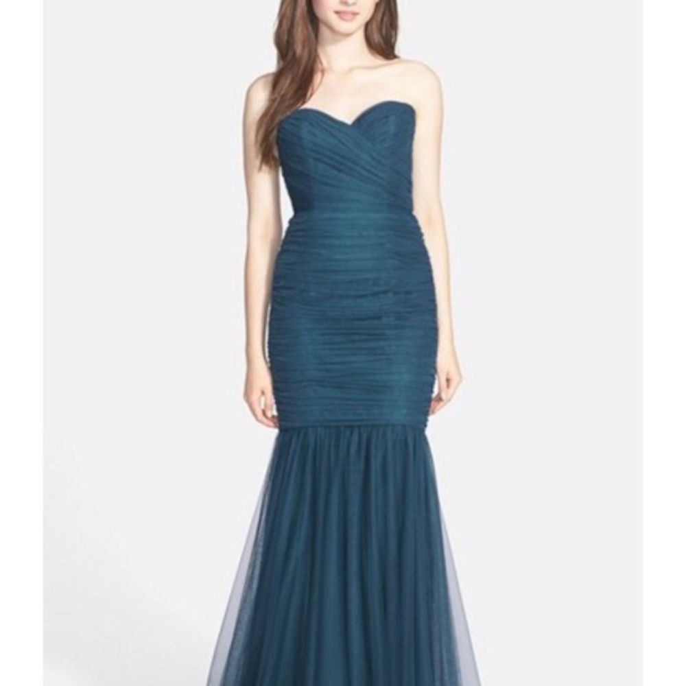 Amsale Mermaid Gown Deep Teal (Pacific) - Size 0
